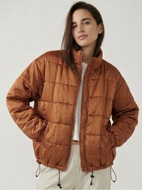 Fuda‎ 100% Silk Packable Quilted Jacket Dolman Style Oversized Coat Unisex XL
